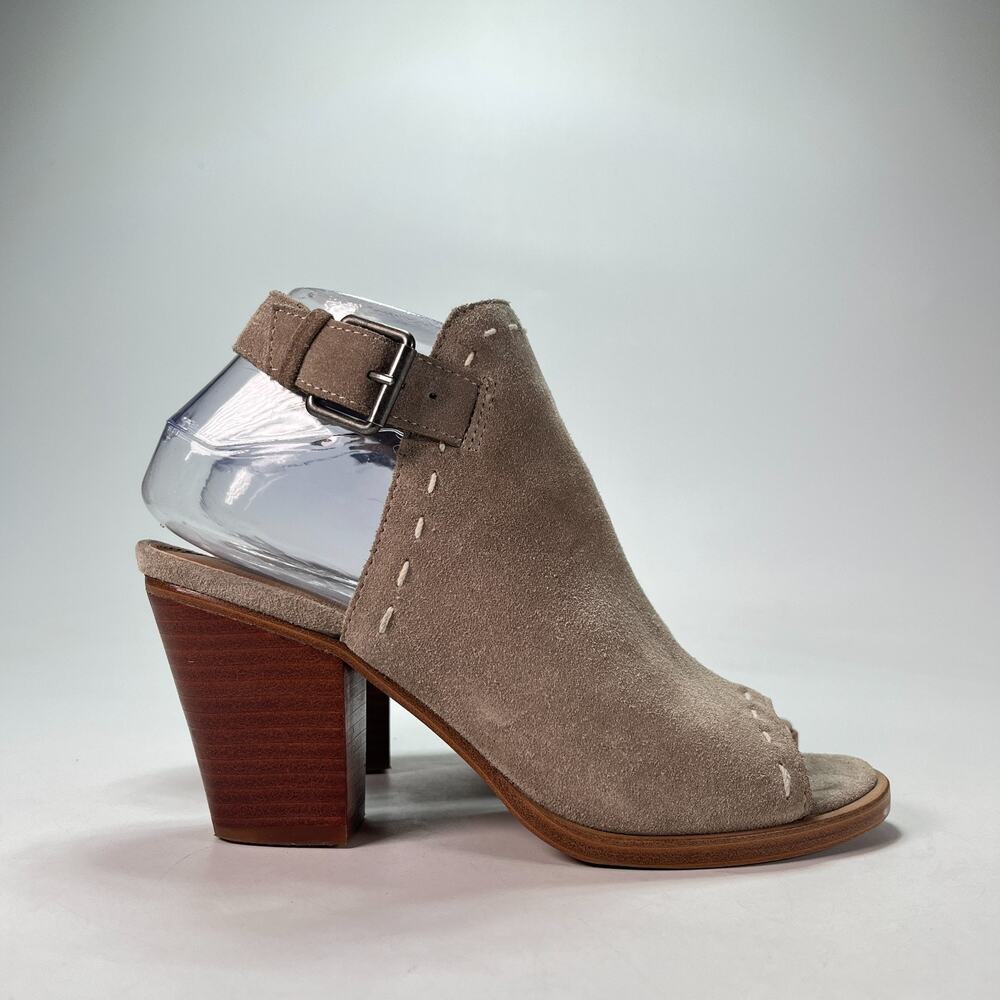 Frye & Co. Donna Taupe Suede Ash Slingback Block Heel Sandals Women's Size 6M